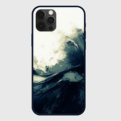 Чехол для iPhone 12 Pro Чёрно-синие абстрактные краски, цвет: 3D-черный