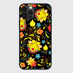 Чехол для iPhone 12 Pro Хохлома узор, цвет: 3D-черный