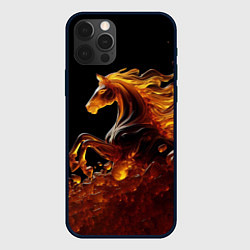 Чехол для iPhone 12 Pro Оранжево желтая лошадь созданная из янтаря, цвет: 3D-черный