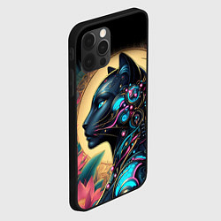 Чехол для iPhone 12 Pro Девушка-кошка арт нуво и киберпанк коллаба, цвет: 3D-черный — фото 2