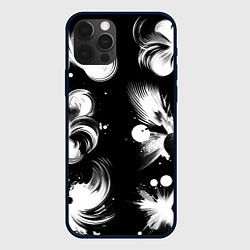 Чехол для iPhone 12 Pro Чёрно-белый абстрактный паттерн, цвет: 3D-черный