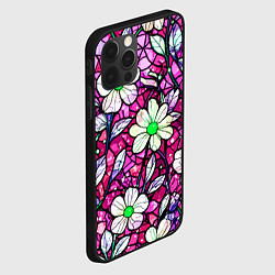 Чехол для iPhone 12 Pro Цветочный розовый витраж, цвет: 3D-черный — фото 2