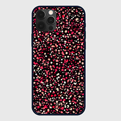 Чехол для iPhone 12 Pro Красно-розовые крапинки, цвет: 3D-черный