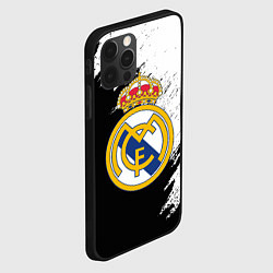 Чехол для iPhone 12 Pro Real Madrid текстура штрихи, цвет: 3D-черный — фото 2