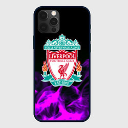 Чехол для iPhone 12 Pro Liverpool неоновый огонь, цвет: 3D-черный