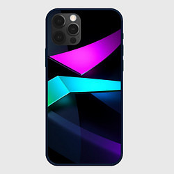 Чехол для iPhone 12 Pro Neon colored geometric, цвет: 3D-черный