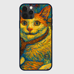 Чехол iPhone 12 Pro Кот-мем бу в стиле Ван Гога