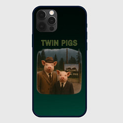 Чехол для iPhone 12 Pro Twin Pigs пародия, цвет: 3D-черный