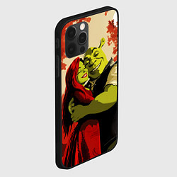 Чехол для iPhone 12 Pro Шрек и Фиона обнимаются в осеннем лесу, цвет: 3D-черный — фото 2