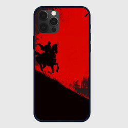 Чехол для iPhone 12 Pro Лошадь скачет на красном фоне, цвет: 3D-черный