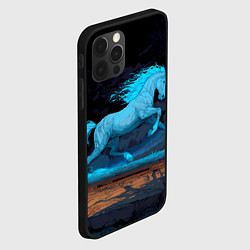 Чехол для iPhone 12 Pro Лошадь в синем свете, цвет: 3D-черный — фото 2