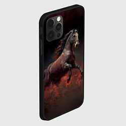 Чехол для iPhone 12 Pro Лошадь выпрыгивает из тумана, цвет: 3D-черный — фото 2