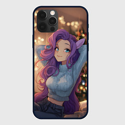 Чехол для iPhone 12 Pro Девушка в образе лошадки на новый год, цвет: 3D-черный