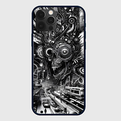 Чехол для iPhone 12 Pro Cyber urban skull - ai art fantasy, цвет: 3D-черный