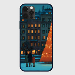 Чехол для iPhone 12 Pro Городская светящаяся елка, цвет: 3D-черный