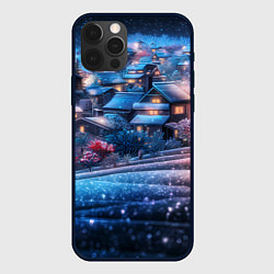 Чехол для iPhone 12 Pro Новогодний двор в блестках, цвет: 3D-черный