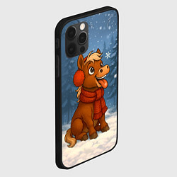 Чехол для iPhone 12 Pro Лошадка ловит снежинку, цвет: 3D-черный — фото 2