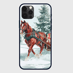 Чехол для iPhone 12 Pro Новогодняя лошадка 2026, цвет: 3D-черный