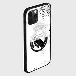 Чехол для iPhone 12 Pro Реал Мадрид черно белые краски, цвет: 3D-черный — фото 2