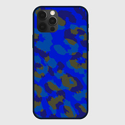 Чехол для iPhone 12 Pro Леопардовые пятна на ярком синем, цвет: 3D-черный