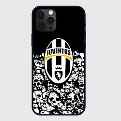 Чехол для iPhone 12 Pro Ювентус черно белые черепа, цвет: 3D-черный