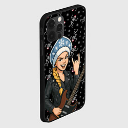 Чехол для iPhone 12 Pro Снегурочка с гитарой - Рок, цвет: 3D-черный — фото 2