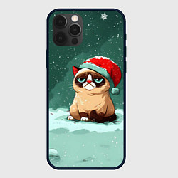 Чехол для iPhone 12 Pro Мем Новогодний котик, цвет: 3D-черный