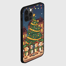 Чехол для iPhone 12 Pro Новогодний хор лошадок, цвет: 3D-черный — фото 2
