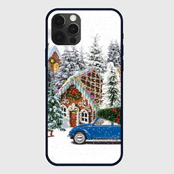 Чехол для iPhone 12 Pro Машина стоит рядом с украшенными домами перед Новы, цвет: 3D-черный
