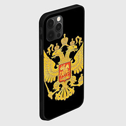 Чехол для iPhone 12 Pro Герб России: золото, цвет: 3D-черный — фото 2