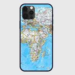 Чехол для iPhone 12 Pro Карта мира - политическая, цвет: 3D-черный