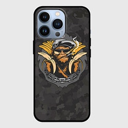 Чехол для iPhone 13 Pro Камуфляжная обезьяна, цвет: 3D-черный