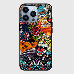 Чехол для iPhone 13 Pro Dsquared tatoo, цвет: 3D-черный