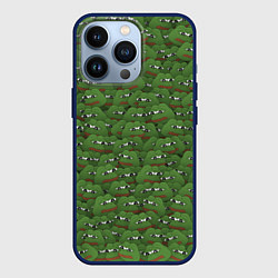 Чехол для iPhone 13 Pro Грустные лягушки, цвет: 3D-тёмно-синий