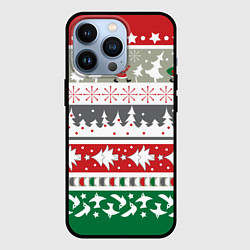 Чехол для iPhone 13 Pro Новогодний орнамент, цвет: 3D-черный