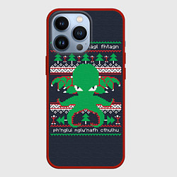 Чехол для iPhone 13 Pro Новогодний свитер Ктулху, цвет: 3D-красный