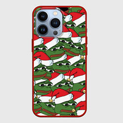 Чехол для iPhone 13 Pro Sad frog new year, цвет: 3D-красный