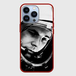 Чехол для iPhone 13 Pro Гагарин космонавт, цвет: 3D-красный