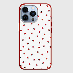 Чехол для iPhone 13 Pro Божьи коровки, цвет: 3D-красный