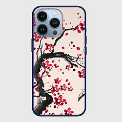 Чехол для iPhone 13 Pro Сакура, цвет: 3D-тёмно-синий