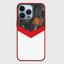 Чехол для iPhone 13 Pro Man United FC: Grey Polygons, цвет: 3D-красный