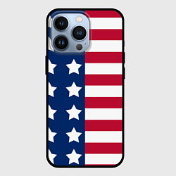 Чехол для iPhone 13 Pro USA Flag, цвет: 3D-черный