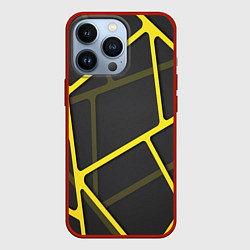 Чехол для iPhone 13 Pro Желтая сетка, цвет: 3D-красный