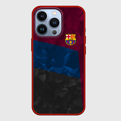 Чехол для iPhone 13 Pro FC Barcelona: Dark polygons, цвет: 3D-красный
