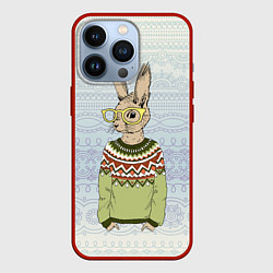 Чехол для iPhone 13 Pro Кролик хипстер, цвет: 3D-красный