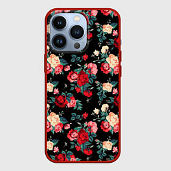 Чехол для iPhone 13 Pro Кустовые розы, цвет: 3D-красный