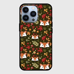 Чехол для iPhone 13 Pro Осенние лисички, цвет: 3D-черный