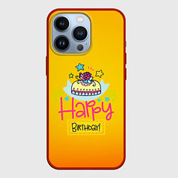 Чехол для iPhone 13 Pro Happy Birthday, цвет: 3D-красный