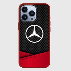 Чехол для iPhone 13 Pro Mercedes Benz: Grey Carbon, цвет: 3D-красный