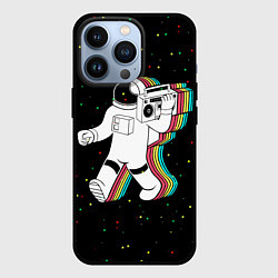 Чехол для iPhone 13 Pro Космонавт с магнитофоном, цвет: 3D-черный